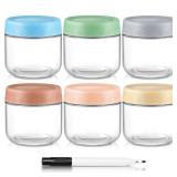 DRKIO 10 Oz Overnight Oats Containers with Lids - 6 Pack Glass Storage Jars with Airtight Lids Wide Mouth Mason Food Jars Great for Meal Prep Salad Chia Pudding Snacks Yogurt Sugar Spice Cereal
