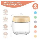DRKIO 10 Oz Overnight Oats Containers with Lids - 6 Pack Glass Storage Jars with Airtight Lids Wide Mouth Mason Food Jars Great for Meal Prep Salad Chia Pudding Snacks Yogurt Sugar Spice Cereal