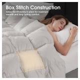CYMULA Twin Size Feather Down Comforter - All Season Light Grey Duvet Insert, Lightweight Box Stitched, Fluffy Breathable, Ultra Soft Quiet Hotel Style with 8 Tabs(68 x 90)