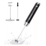 Maestri House Rechargeable Milk Frother with Stand, LunaFro Handheld Electric Foam Maker Waterproof Detachable Stainless Steel Whisk Drink Mixer Foamer for Lattes, Cappuccino
