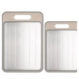 Cutting Board Double Sided,2 Pcs Vegetable Board With Sharpening Stone,Large Size+Small Size,Food Grade Stainless steel and Wheat straw PP Material,Eco-Friendly and Easy to Clean (khaki)