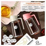 YARRAMATE 16oz/470ml Glass Olive Oil Sprayer for Cooking with Stickers, 2 in 1 Oil Dispenser for Kitchen Gadgets, Food Grade Premium Spray Bottle for Salad, Frying, BBQ (Creamy White)