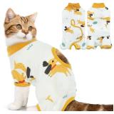 DENTRUN Cat Surgery Recovery Suit Female Male Soft Onesie, Kitten Surgical Collar Cone Alternative Shirt, Abdominal Wounds Anti-Licking Pajama for Small Pets Spay, Cat Body Suit Post Surgery