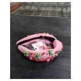 Jeweled Tropical Beach Vacation Flamingo Knotted Headband with Rhinestone Crystals and Wide Top Knot for Women (Flamingo 2)