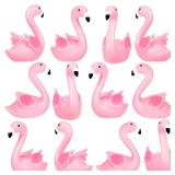 Pink Flamingo Rubber Duckies, MultiPCS Bulk Flamingo Bath Toys for Kids Small Flamingo Rubber Duck Cake Decorations, Classroom Prizes