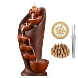 SERdeerCH Backflow Incense Holder Resin Mountain Waterfall Smoke Fountain Aromatherapy Handmade Decoration Meditation-Inspired Decor Home Decoration