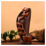 SERdeerCH Backflow Incense Holder Resin Mountain Waterfall Smoke Fountain Aromatherapy Handmade Decoration Meditation-Inspired Decor Home Decoration