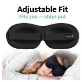 Nidra Contoured Sleep Mask for Side Sleepers Zero Pressure Fit, Light Blocking Eye Shade for Sleeping & Travel Black, Standard Size