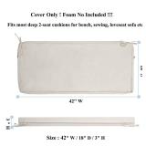 FUNHOME Outdoor Bench Cushion Cover 42 x 18 x 3, No Insert! Patio Cushion Covers for Outdoor Furniture,Water Resistant Patio Loveseat Cushion Covers 1 Pack, Cream White(Covers ONLY)
