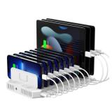 Unitek Multi Charging Station, 10-Port USB Charger for Multiple Device with SmartIC Tech and Adjustable Dividers, Organizer Stand Compatible with iPad, Tablet, Kindle, iPhone