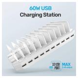 Unitek Multi Charging Station, 10-Port USB Charger for Multiple Device with SmartIC Tech and Adjustable Dividers, Organizer Stand Compatible with iPad, Tablet, Kindle, iPhone