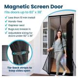 Flux Phenom Magnetic Screen Door - Bugs Out, Breeze in - 9min Install Auto-Sealing Heavy Duty Double Stitched Mesh, 52 Magnets, Hands Free Sliding & Patio Door Net, Pet & Kid Friendly, 38 x 82 Inches