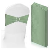 Tegeme 80 Pieces Chair Sashes & Bows - Stretch Spandex Chair Cover Band with Buckle for Wedding, Hotel Banquet, Birthday Party & Home Bulk Decorations(Sage Green)