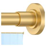 CorkLatta Gold Shower Curtain Rod 31 to 80 Inch,1 Inch Diameter Adjustable Spring Tension Stainless Steel Telescoping Rod,Easy Install,No Rust
