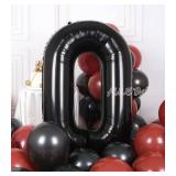 AULE 40 Inch Big Black 0 Balloon Number Large Foil Helium Number Balloons 0-9 Jumbo Giant Happy 0th Birthday Party Decorations for Boy or Girl Huge Mylar Anniversary Party Supplies