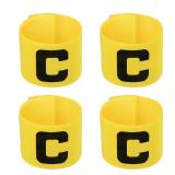 PATIKIL 11.8x2.8 Soccer Captain Armband, 4Pcs Nylon Elastic Protective Arm Badge for Youth Adult Team Adjustable Soccer Rugby Basketball Training, Yellow
