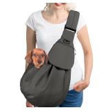 SlowTon Dog Carrier Sling - Thick Padded Shoulder Strap Adjustable Dog Carriers for Small Dogs, Puppy Carrier Purse for Pet Cat with Front Zipper Pocket Safety Belt Machine Washable (Grey L)