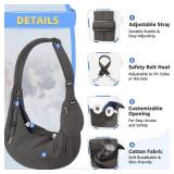 SlowTon Dog Carrier Sling - Thick Padded Shoulder Strap Adjustable Dog Carriers for Small Dogs, Puppy Carrier Purse for Pet Cat with Front Zipper Pocket Safety Belt Machine Washable (Grey L)