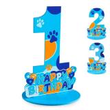 Dog Paw Birthday Party Decorations, Dog Paw Birthday Number Sign Centerpiece, 1st Table Topper Wooden Centerpiece for Dog Theme 1st Birthday Supplies (1st)