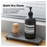 Sink Caddy Kitchen Sink Organizer, Water Absorbing Stone Tray for Sink,Diatomite Bathroom Counter Tray,Faucet Drying Mat Protector Coaster Soap Dish Rack Riser Vanity Dispenser Sponge Holder,10 x 4