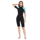 Dark Lightning Shorty Wetsuit Women, 2/2mm Wet Suit for Women Cold Water Swimming Diving Surfing Snorkeling Kayaking Water Sports,Triathlon Wetsuit (Blue,Size 12)