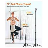 Nineigh 71 Tripod for iPhone, Phone Tripod Selfie Stick with Remote, Cell Phone Tripods & Tall Travel Tripods for Recording Video Selfies Photo, Compatible with iPhone 17 16 15 14 Pro Max 13 Android