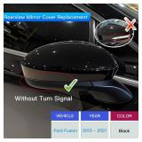 LAUBDGIE Right Passenger Side Mirror Cover Skull Cap Compatible with Ford Fusion 2013-2020 Without Turn Signal Pure Black