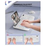 Wireless Keyboard and Mouse Combo - Full-Sized Ergonomic Keyboard with Wrist Rest, Phone Holder, Sleep Mode, Silent 2.4GHz Cordless Keyboard Mouse Combo for Computer, Laptop, PC, Mac, Windows,White
