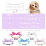 Frienda 5 Pcs Pet Pearl Necklace Diamond Crystal Dog Pearl Necklace Collars with Bling Rhinestones Bone Dog Cat Jewelry Set Wedding Collar for Puppy Pets(S)