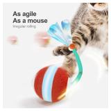 Jkanti Interactive Cat Toys for Indoor Cats,The 3rd Generation Agile Moving Cat Ball with Elastic Mesh Tail,Automatic Kitten Toys for Bored Indoor Adult Cats,Motion Activated (Green)