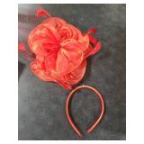 SAFERIN Fascinator for Women Hair Clip Hat Bowler Feather Flower Veil Wedding Party Hat Tea Hat TA2-Red