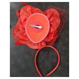 SAFERIN Fascinator for Women Hair Clip Hat Bowler Feather Flower Veil Wedding Party Hat Tea Hat TA2-Red
