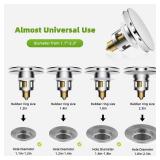 Universal Bathroom Sink Stopper 2 in 1 Pop Up Metal Sink Drain Strainer with Hair Catcher, Fit for 1.1~2.36 Sink Basin Hole, Not for Bathtub, Big Cover Cap, Anti-clog, Chrome