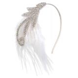 BABEYOND 1920s Flapper Headband Accessories Roaring 20s Feather Hair Band Vintage Gatsby Party Accessories (White)