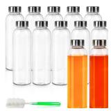 Glass Water Bottle Set with Stainless Steel Lid 18oz 12pack