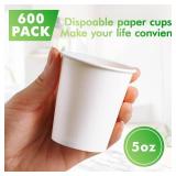 TV TOPVALUE 600 Pack 5 oz Paper Cups, Disposable Bathroom Mouthwash White Hot Drinking Cups for Home, School and Office