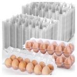 ALISWAT Standard Plastic Egg Carton, 100 Pack of 12 Count, Clear, Reusable, Freezer Safe, Stable Egg Storage, Rectangular, Hinge Closure