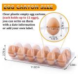 ALISWAT Standard Plastic Egg Carton, 100 Pack of 12 Count, Clear, Reusable, Freezer Safe, Stable Egg Storage, Rectangular, Hinge Closure