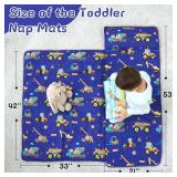 UOMNY Toddler Nap Mat Boys Kids Nap Mats with Removable Pillow and Blanket Engineering Vehicle Toddler Sleeping Bag for Preschool Daycare Blue Excavator 53x21 Inch