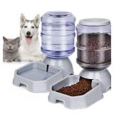 Pet Feeder and Water Food Dispenser Automatic for Dogs Cats, 100% BPA-Free, Gravity Refill, Easily Clean, Self Feeding for Small Large Pets Puppy Kitten Rabbit Bunny