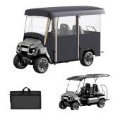 NiuWasmile Golf Cart Cover Enclosure 4&6 Passenger, Golf Cart Cover for Yamaha Club Car EZGO, Waterproof 600D Oxford Rain Cover, Transparent Tail Light Panel, Foldable Door,4-Sided Clear Windows