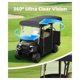 NiuWasmile Golf Cart Cover Enclosure 4&6 Passenger, Golf Cart Cover for Yamaha Club Car EZGO, Waterproof 600D Oxford Rain Cover, Transparent Tail Light Panel, Foldable Door,4-Sided Clear Windows