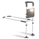 Agrish Bed Rails for Elderly Adults Safety - with Motion Light & Storage Pouch, Bedside Assist Bar with Support Legs for Seniors & Surgery Patients - Medical Bed Rail
