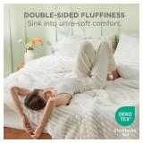 Bedsure Fluffy Comforter Set Full Size - Super Soft Faux Fur Bed Set Cream White, All Seasons Warm Plush Fleece Bedding, 3 Pieces, 1 Shaggy Fuzzy Full Size Comforter with 2 Pillowcases
