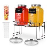 2 Pack1 Gallon Glass Drink Dispensers For Parties .Beverage Dispenser,Glass Drink Dispenser With Stand And Spigot (Plastic Spigot)