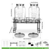 2 Pack1 Gallon Glass Drink Dispensers For Parties .Beverage Dispenser,Glass Drink Dispenser With Stand And Spigot (Plastic Spigot)