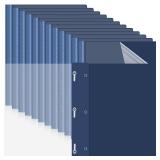Teling 100 Pcs Plastic Report Covers with 3 Prong Fasteners 11.42 x 9.45 Inch Clear Front Report Covers Bulk Presentation Folders for School Document(Navy Blue)