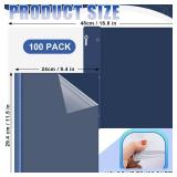 Teling 100 Pcs Plastic Report Covers with 3 Prong Fasteners 11.42 x 9.45 Inch Clear Front Report Covers Bulk Presentation Folders for School Document(Navy Blue)