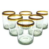 MexHandcraft Amber Rim 10 oz Tumblers (set of 6), Recycled Glass, Lead-free, Toxin-Free (Tumbler)