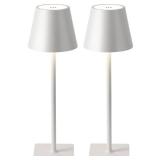 KDG 2 Pack Cordless Table Lamp, Portable LED Desk Lamp, 5000mAh Battery Operated, 3 Color Stepless Dimming Up, for Restaurant/Bedroom/Bars/Outdoor Party/Camping/Coffee Shop Night Light(White)